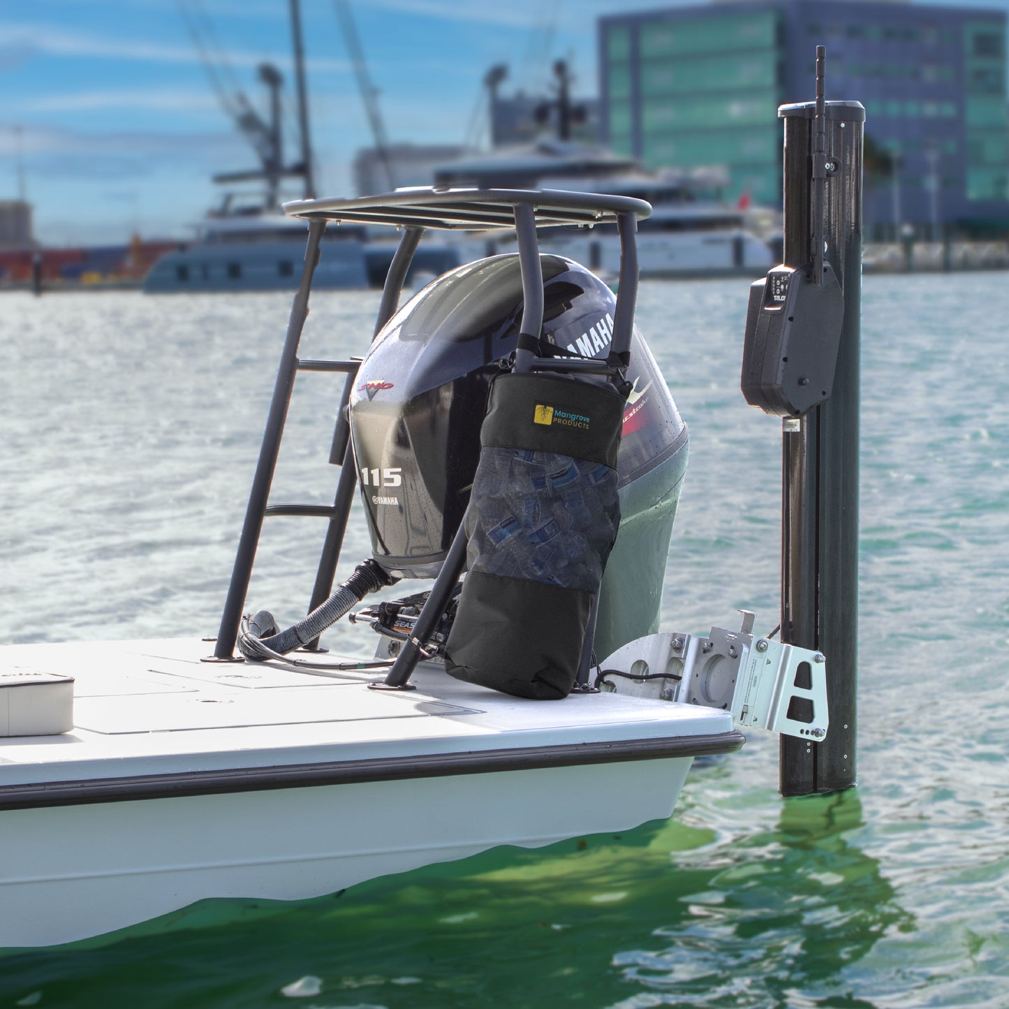 Boat Trash can for flats boat polling platform black