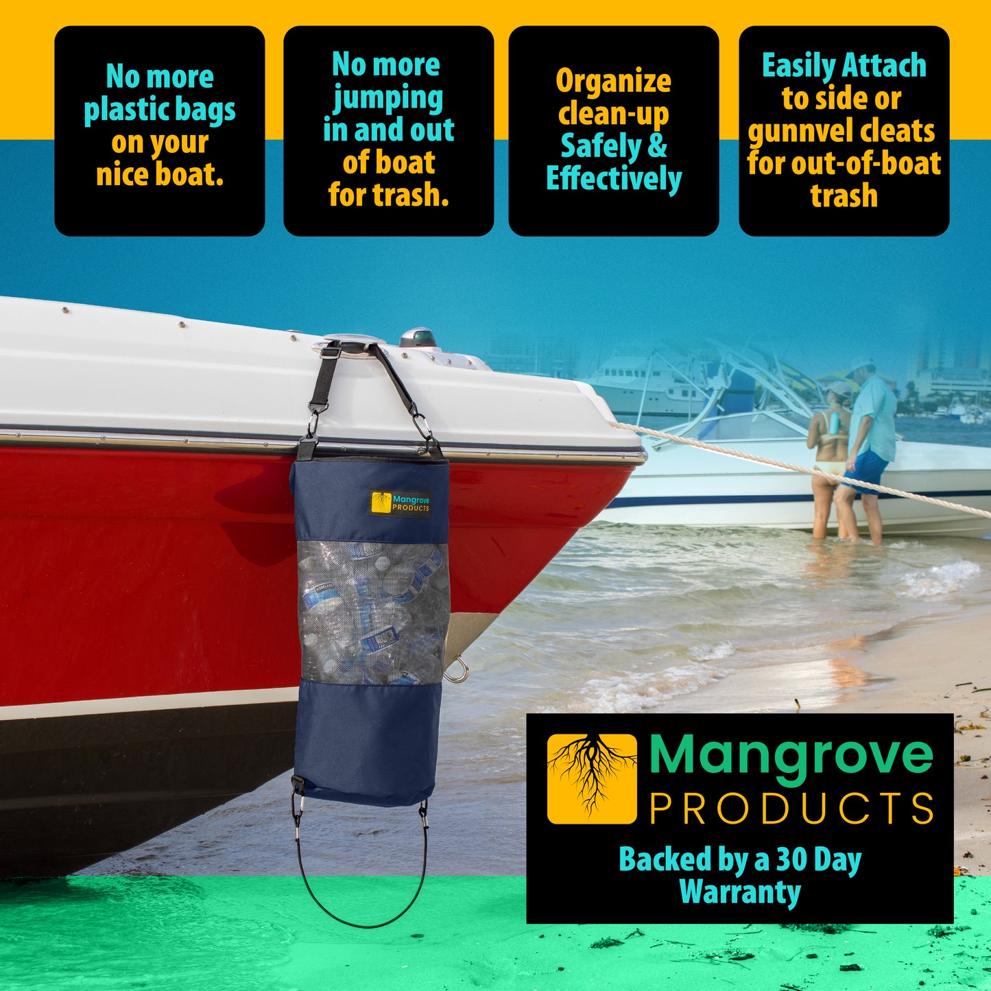 Boat Trash can for sandbar Navy Blue