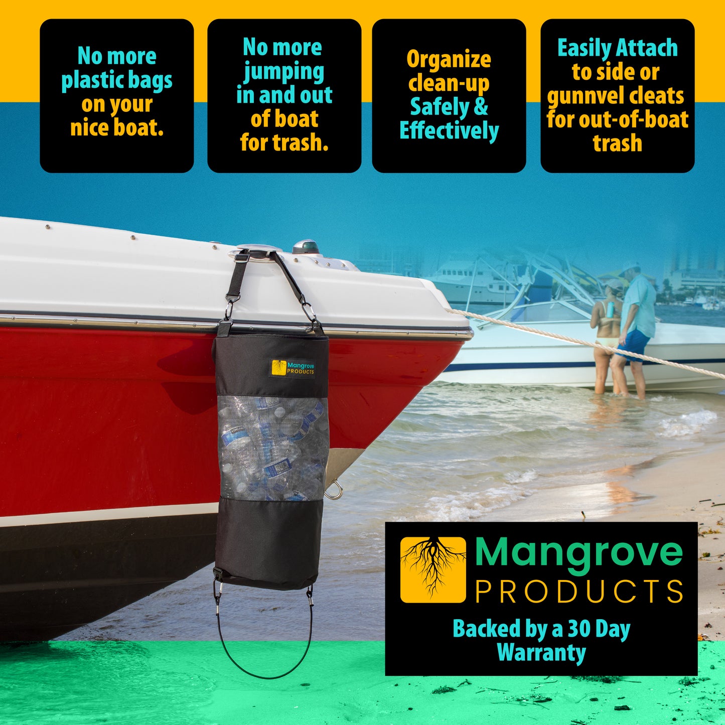 Boat Trash can for sandbar black