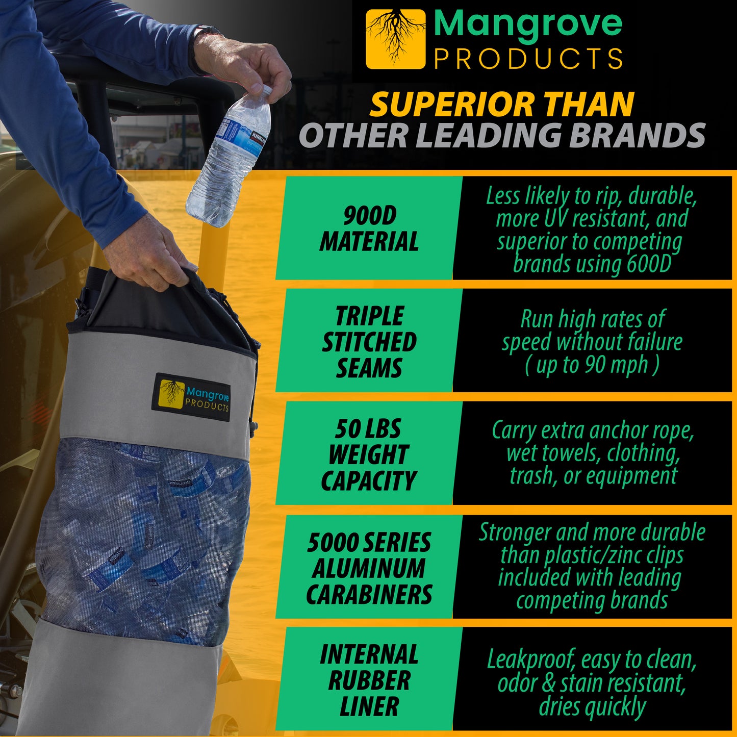 Boat trash can with premium materials gray