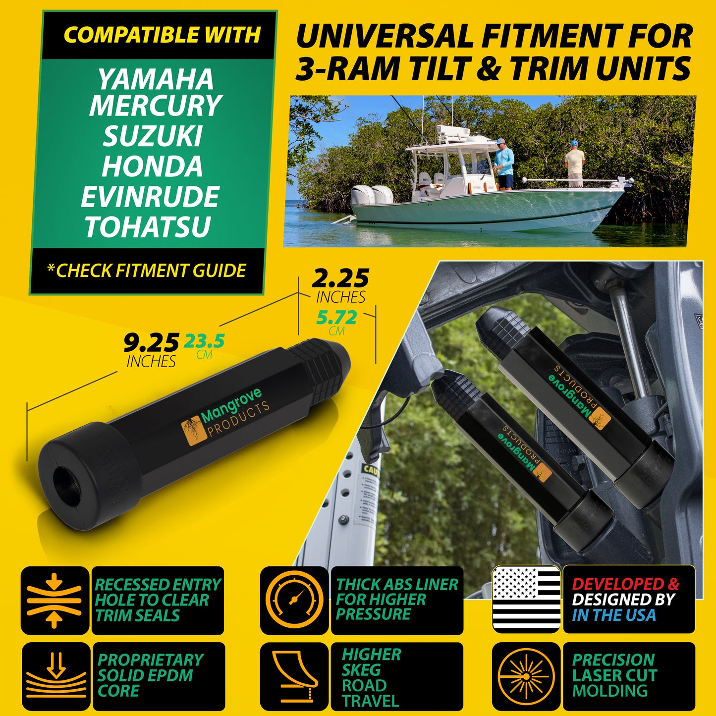 Transom Saver universal fitment TS-Pipe (2-Pipe) Black