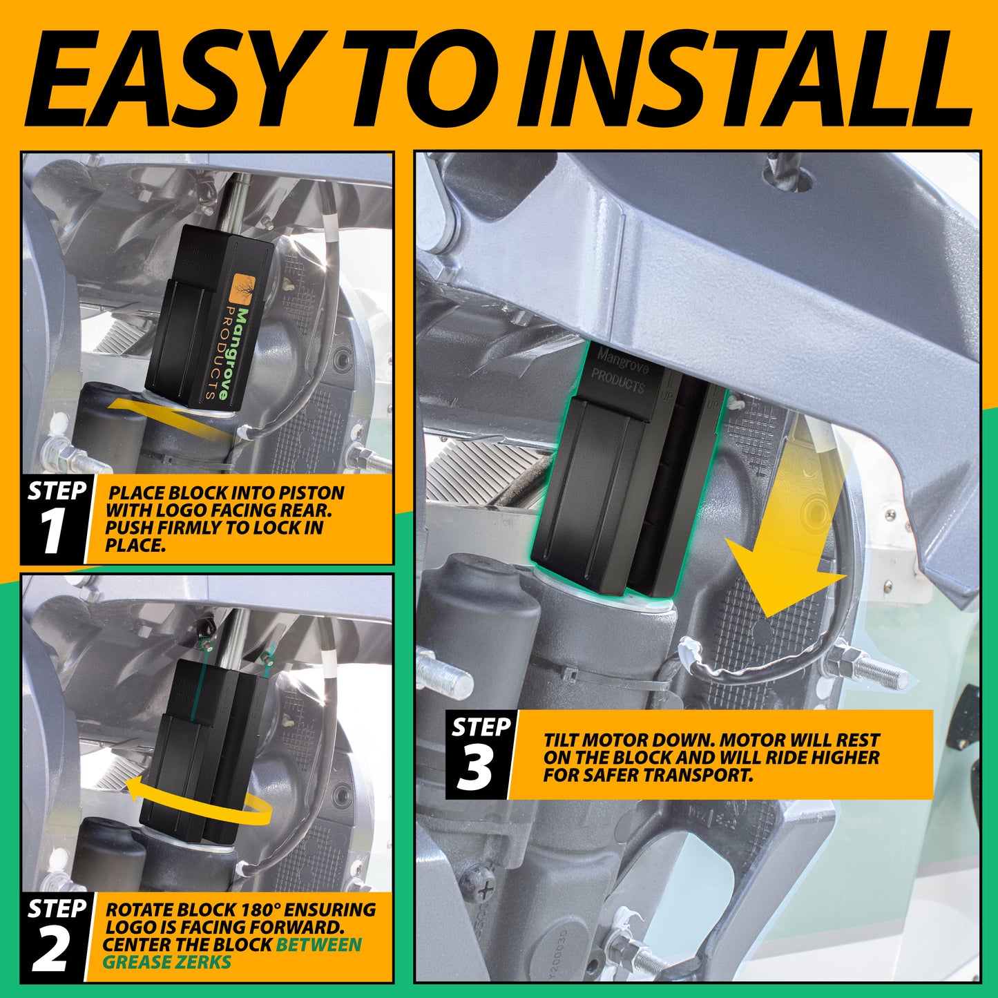 Transom Saver (Yamaha) TS-Block Y-TS (1-BLOCK), Outboard Support for Yamaha 2023, 2024, & 2025+ 150hp & 200hp