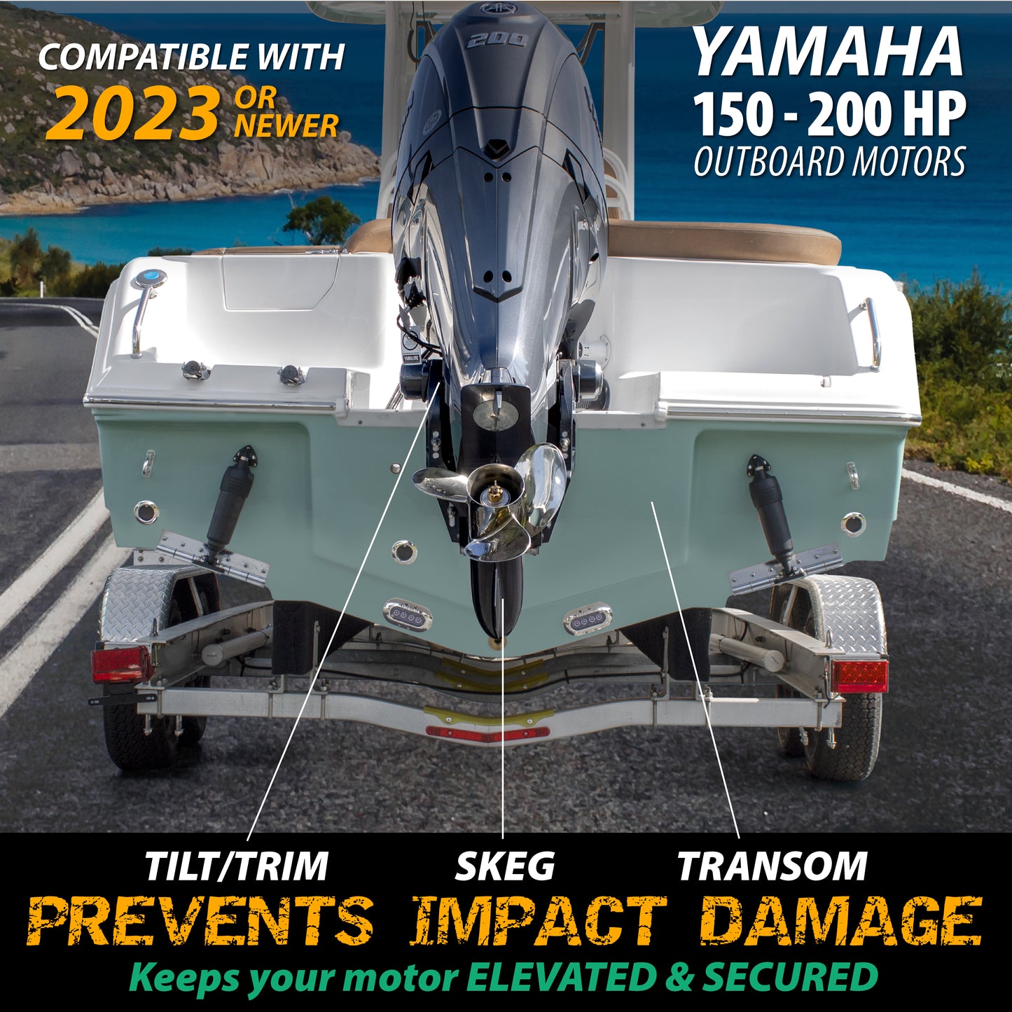 Transom Saver (Yamaha) TS-Block Y-TS (1-BLOCK), Outboard Support for Yamaha 2023, 2024, & 2025+ 150hp & 200hp