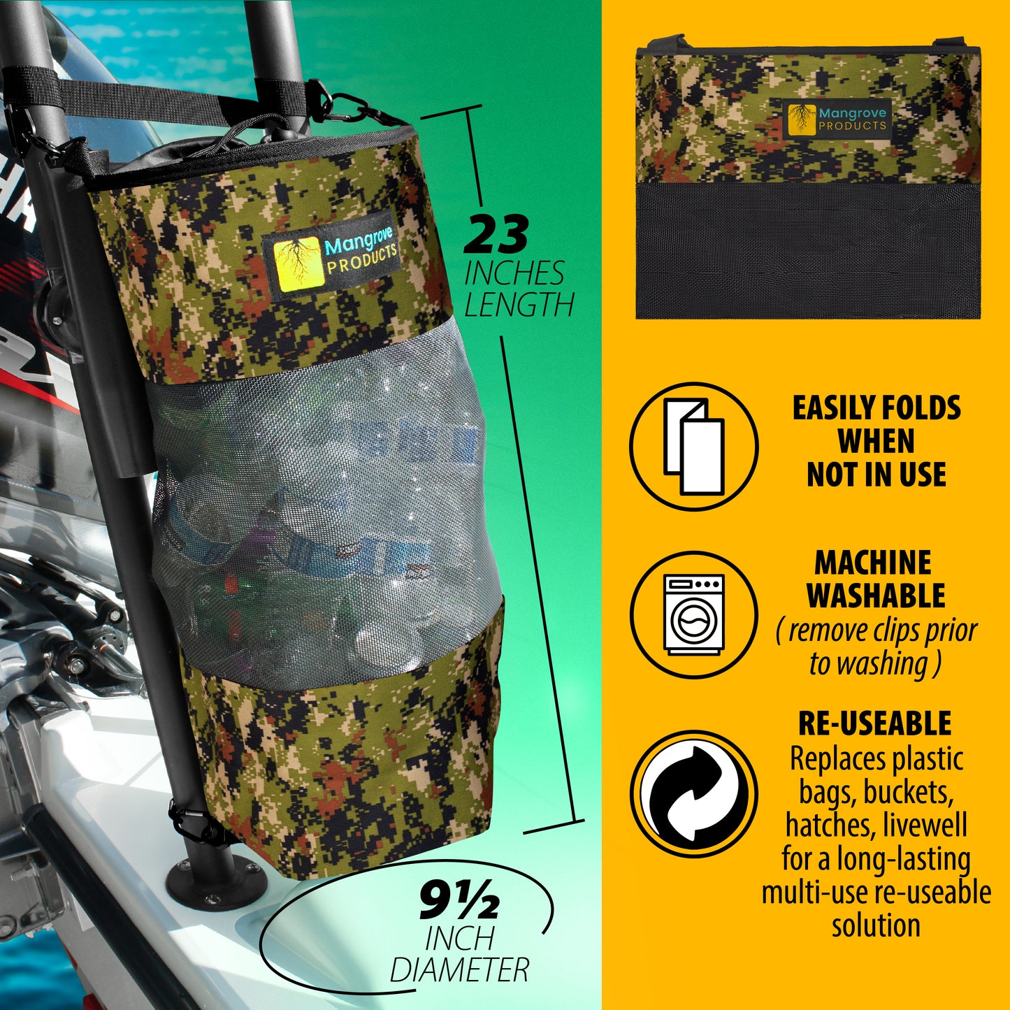 Boat trash can reusable Camo