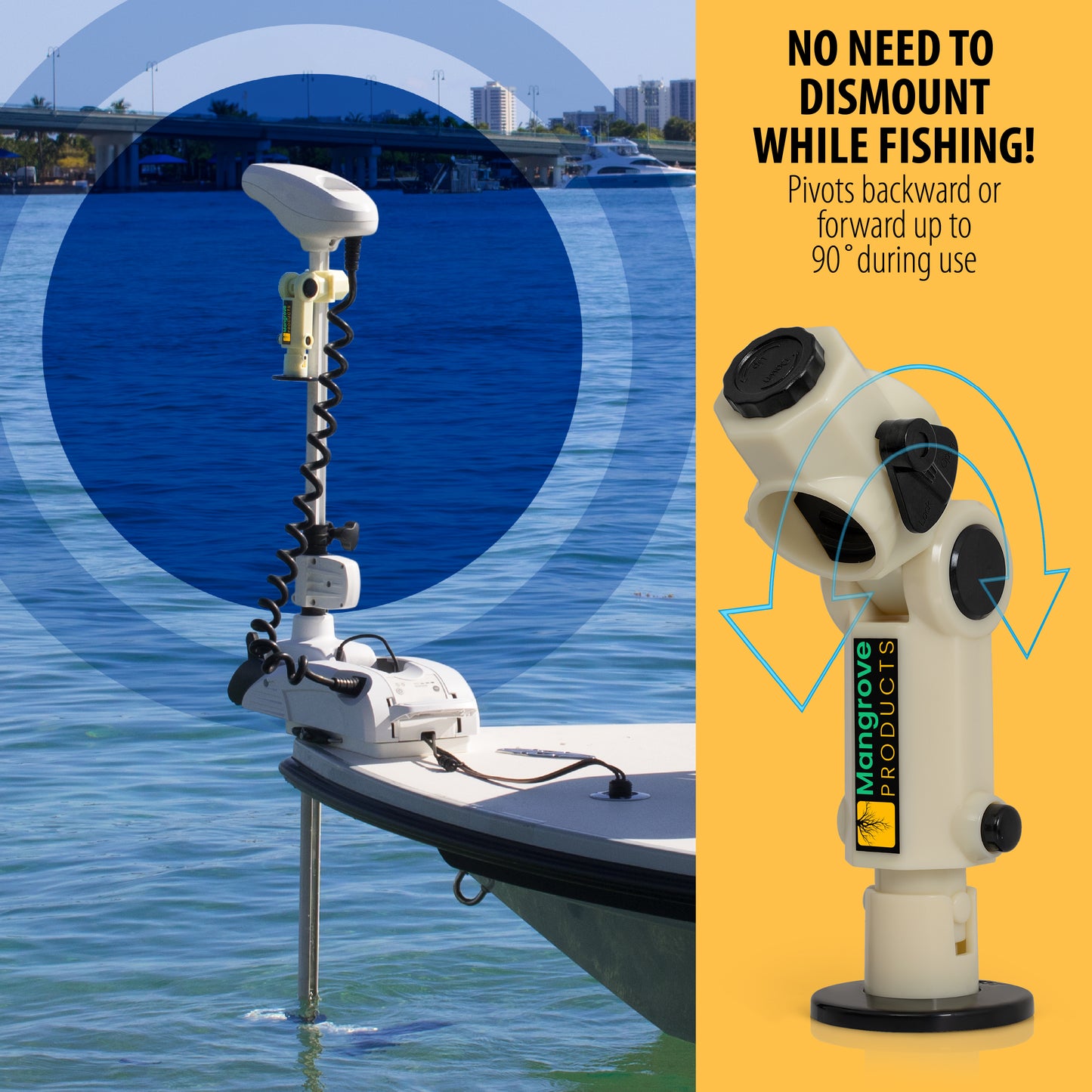 Trolling Motor Stabilizer-Custom: "Small Diameter Shaft" Adjustable Housing (GLOW)