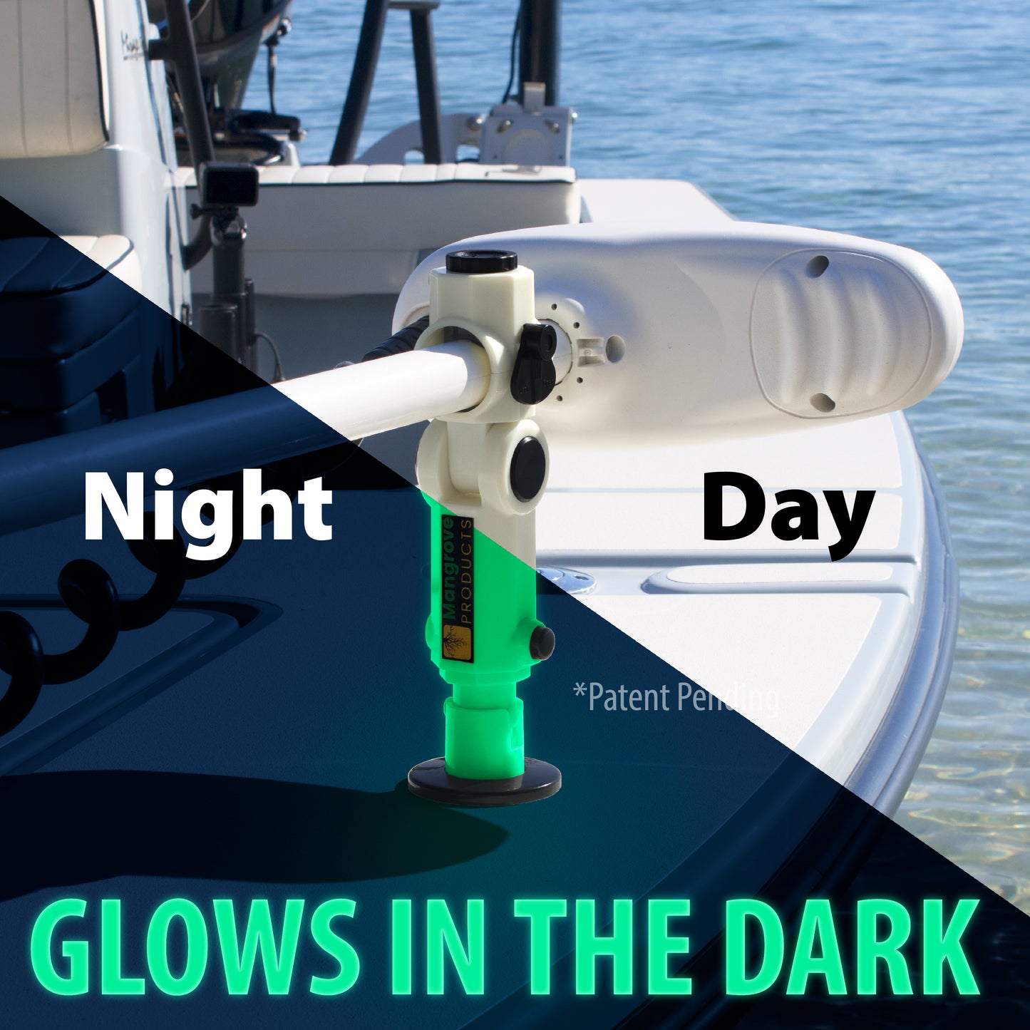 Trolling Motor Stabilizer: Adjustable with Universal Fitment (GLOW IN THE DARK)