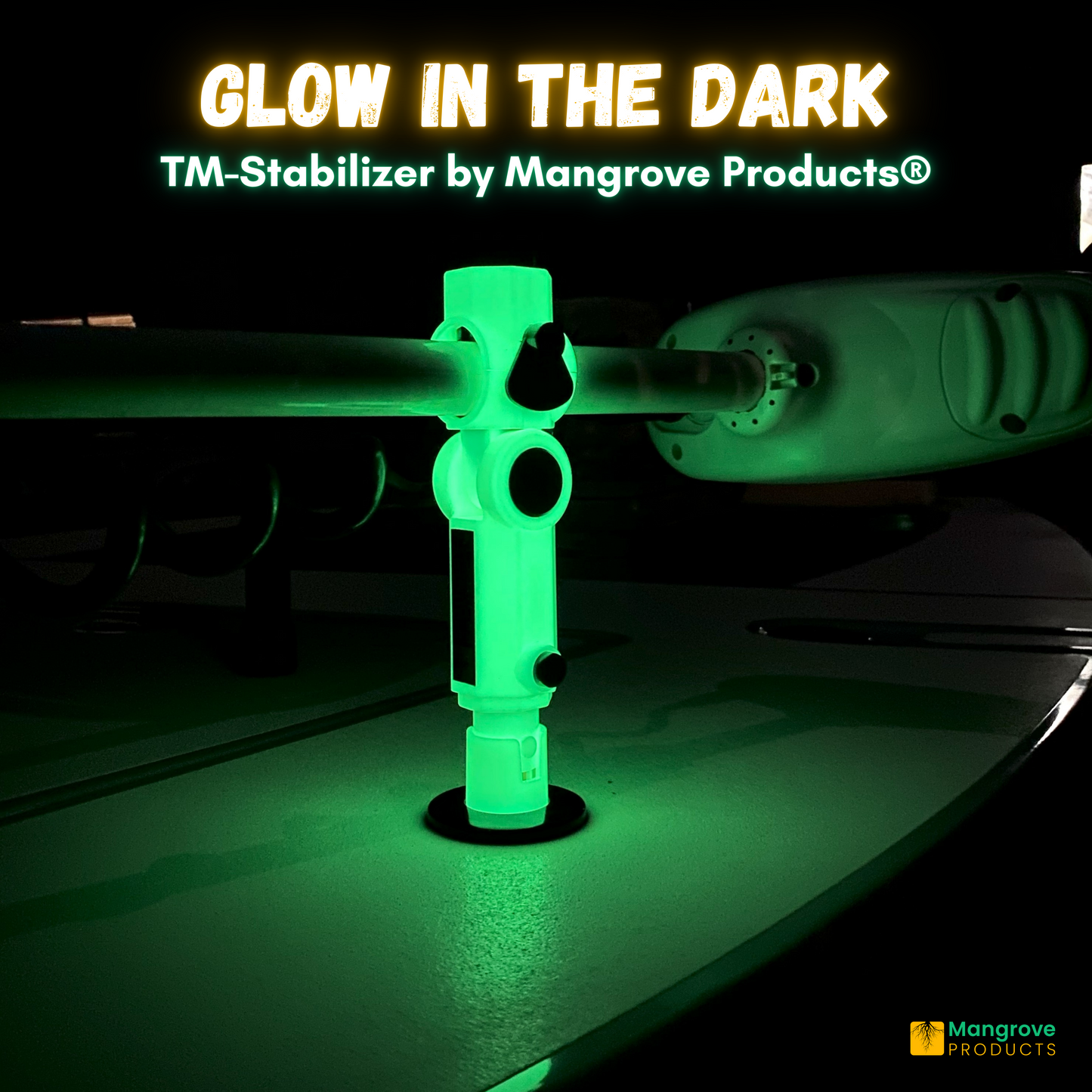 Trolling Motor Stabilizer: Adjustable with Universal Fitment (GLOW IN THE DARK)