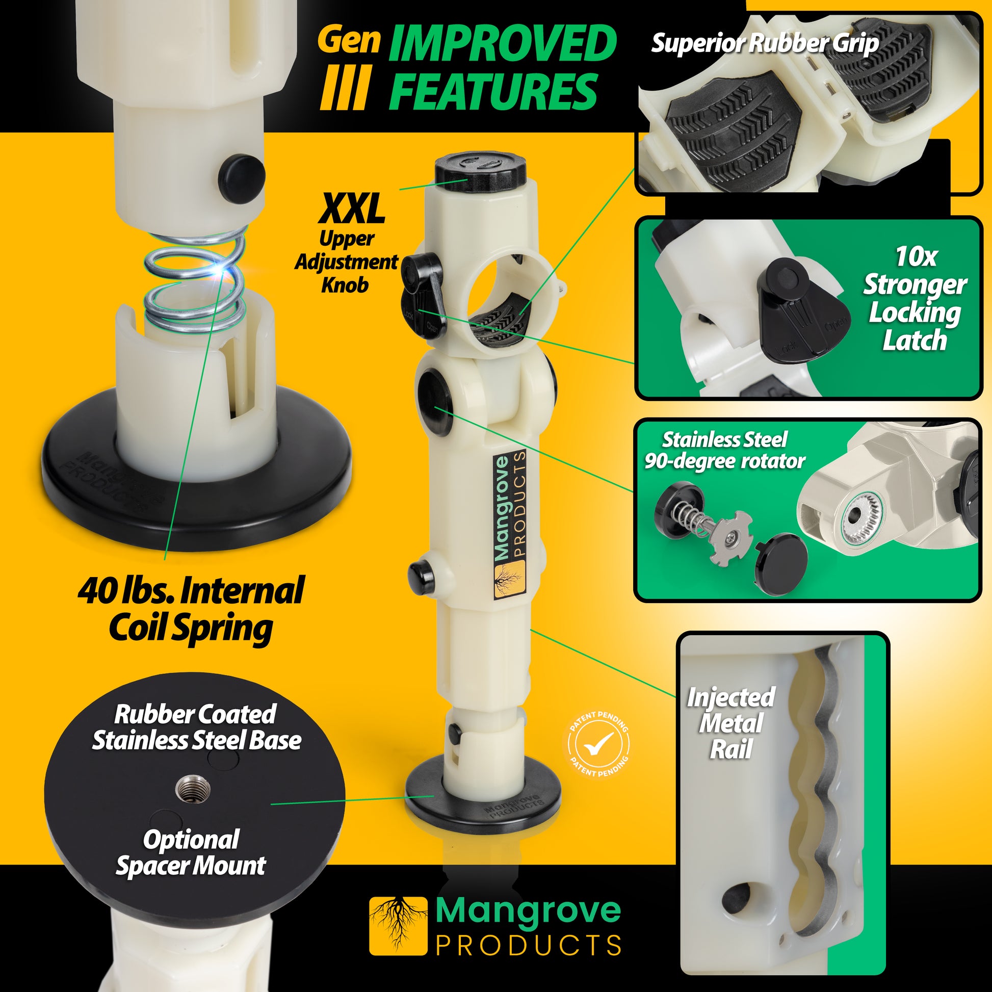 Mangrove Products trolling motor stabilizer gen 3 upgraded features glow in the dark trolling motor support