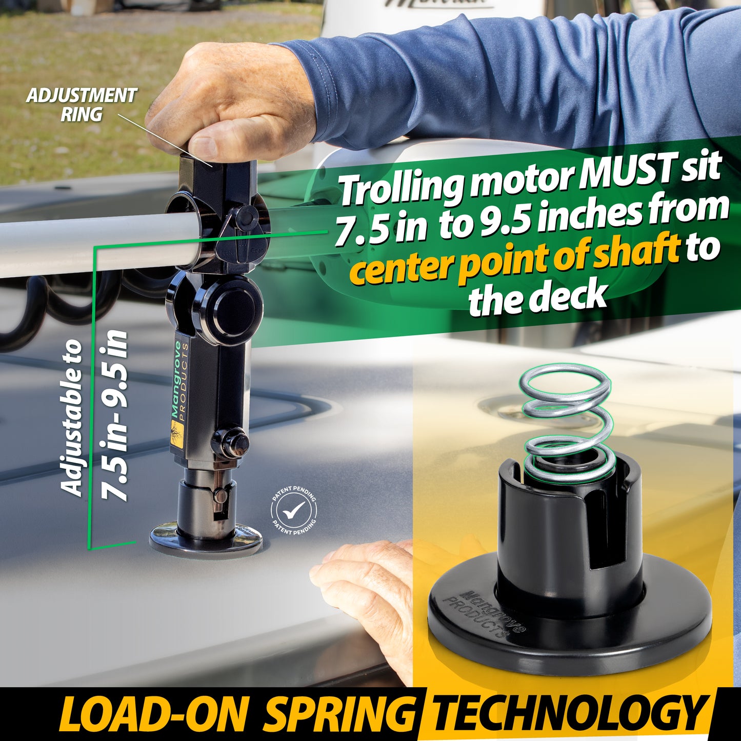 Trolling Motor Stabilizer Gen3: for Garmin Force-Kraken and Others (BLACK)