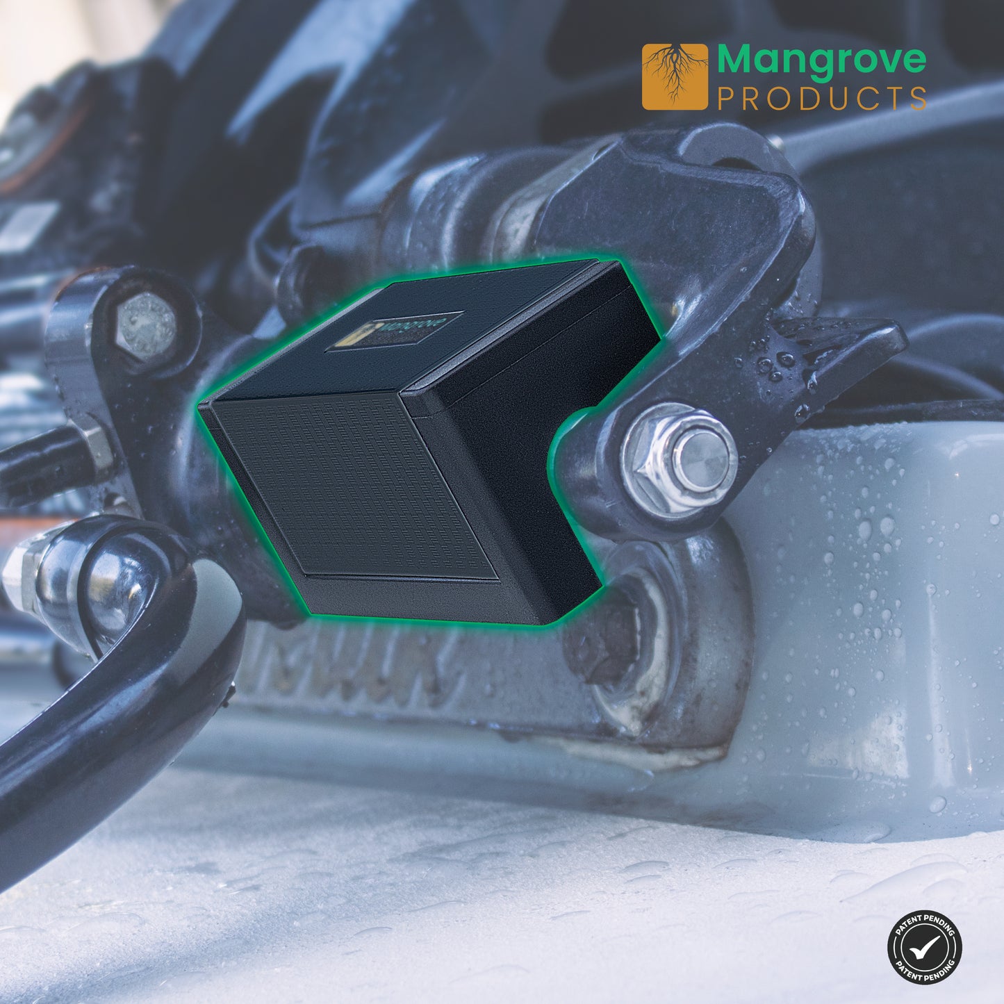 ST-Stops outboard motor steering locks applied to a Yamaha 115 hp SHO outboard and compatible seastar steering systems. Color Black.