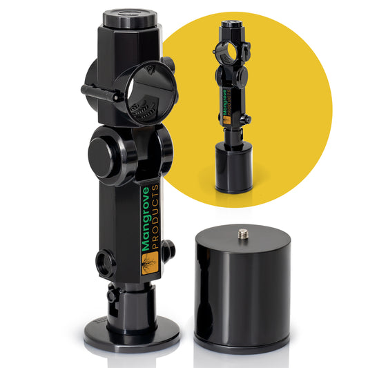 Trolling motor stabilizer with added spacer to reach max mounting height of 12.75 inches by Mangrove Products TM-Stabilizer Gen3 (Black)