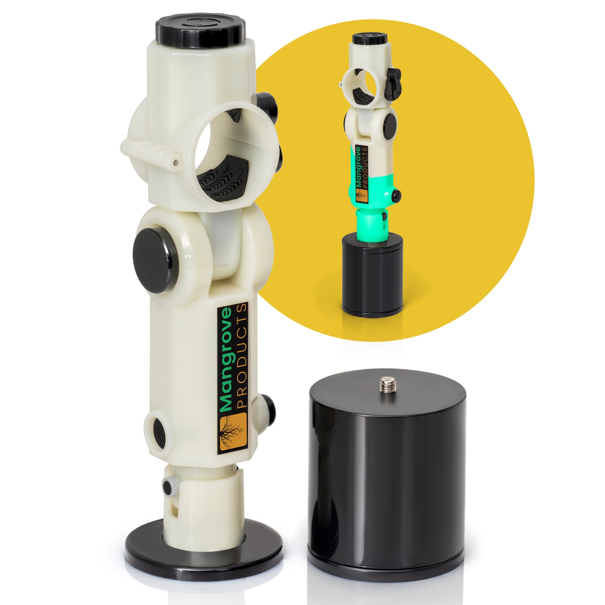 Trolling motor stabilizer with added spacer to reach max mounting height of 12.75 inches by Mangrove Products TM-Stabilizer Gen3 (Glow in the Dark)