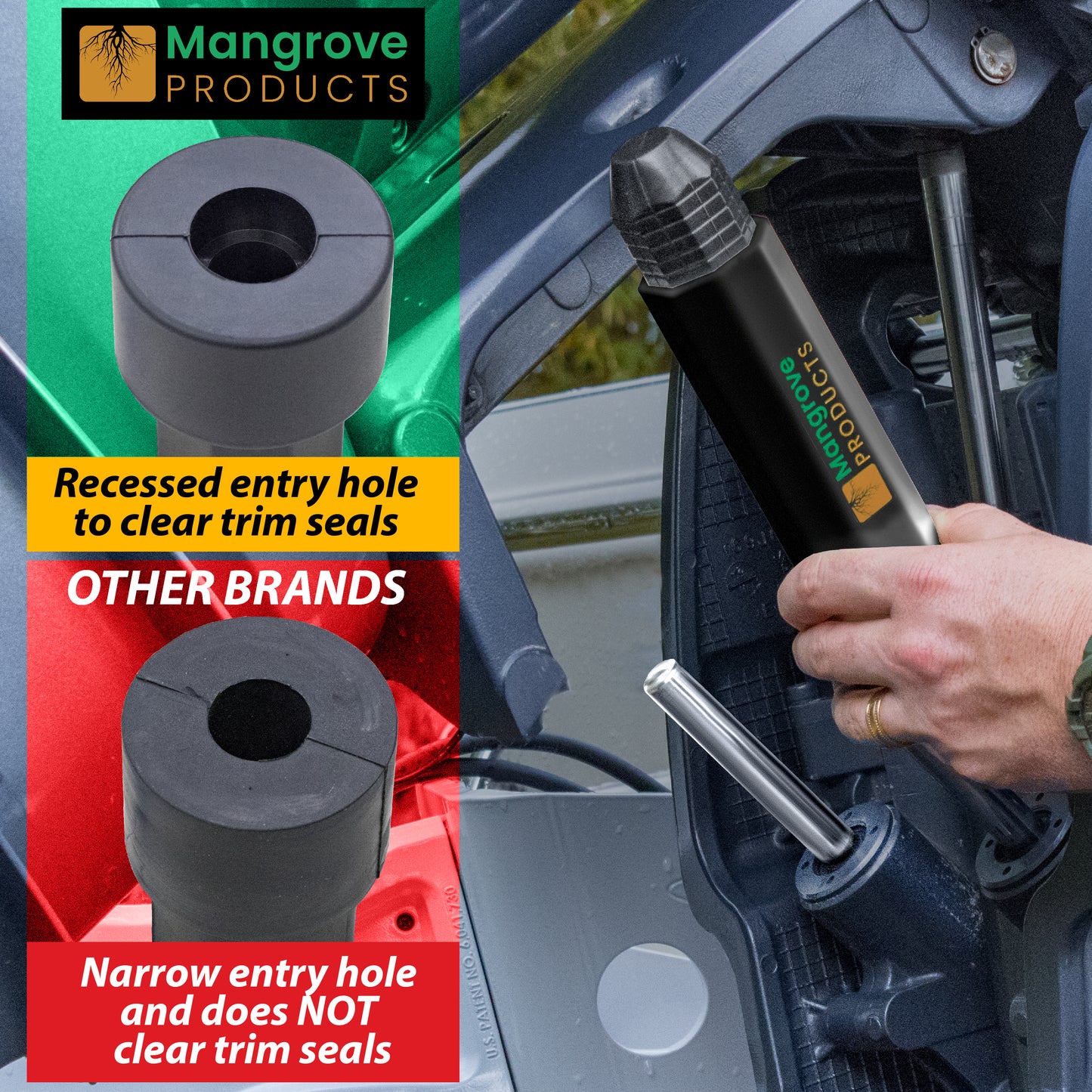 Transom Saver with recessed entry hole to prevent seal damage (1-Pipe) Black