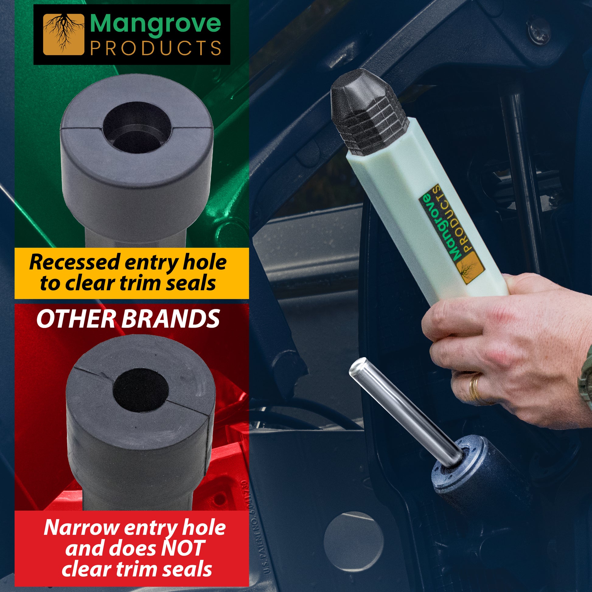 Transom Saver with recessed entry hole to prevent seal damage (1-Pipe) Glow In the Dark