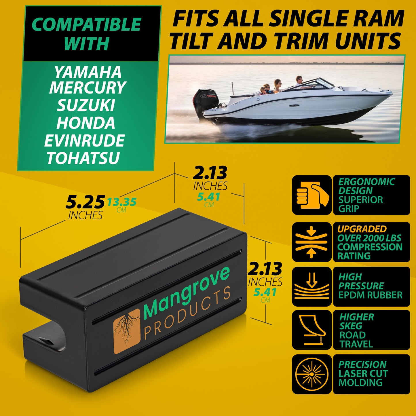Mangrove Products TS-Block transom saver dimensions and features