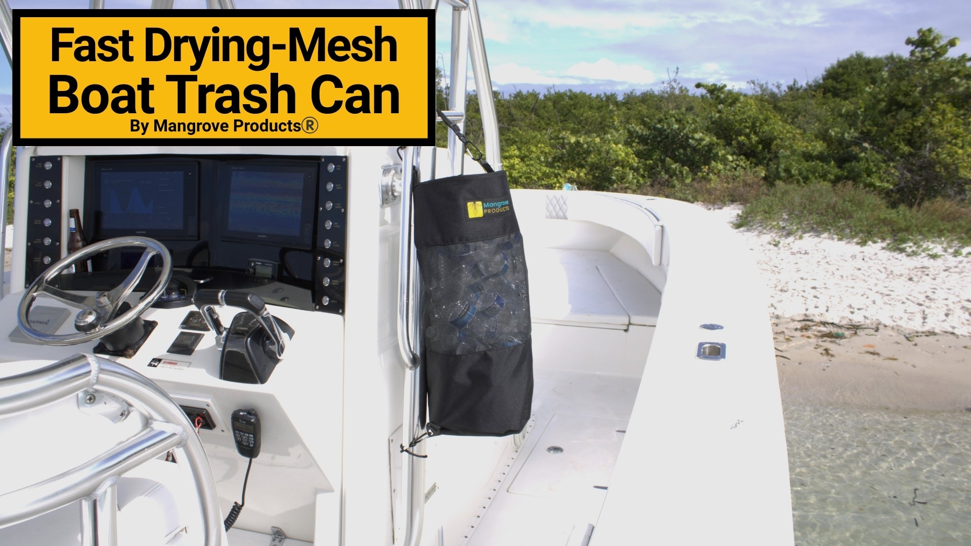 Boat Trash Can fast drying mesh for boating, fishing, and camping. A boat trash can with leakproof inner liner.