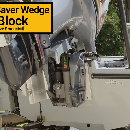 Transom Saver Wedge for Single ram outboard motor tilt and trim units. Protect your outboard motor from vibration and shock with easy installation.